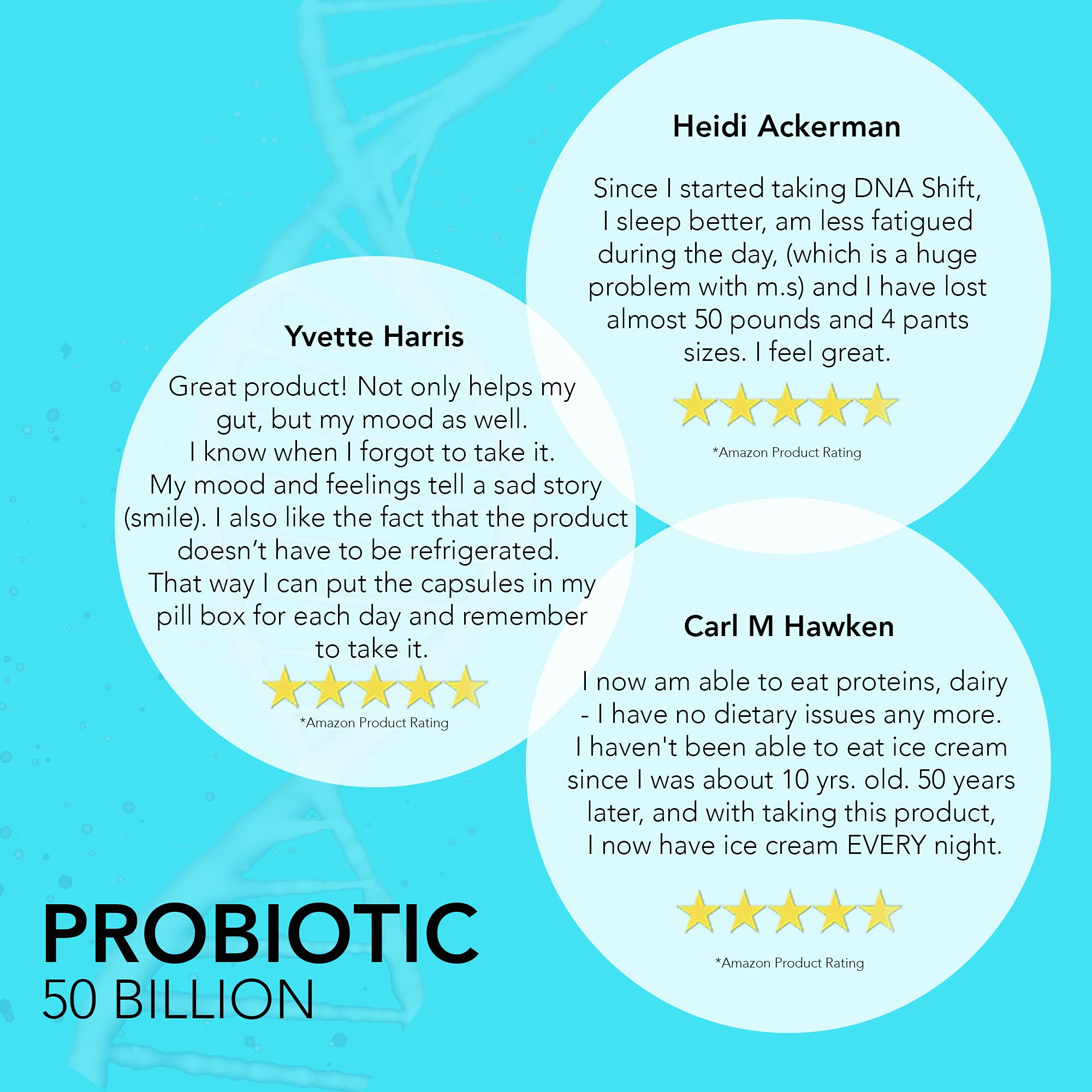 DNA SHIFT Probiotics 50 Billion 11 Strain Live Probiotic Prebiotic