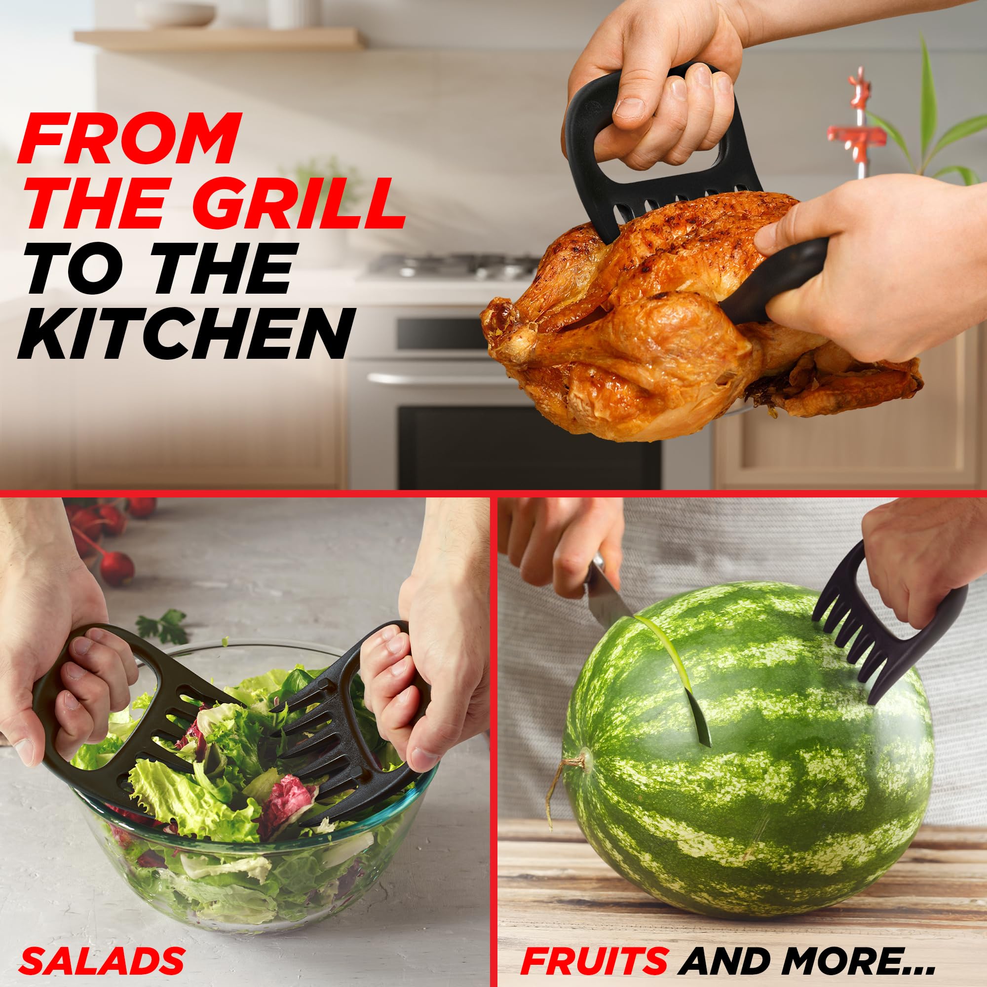 Alpha Grillers Artigli per triturazione e tritacarne – Artigli tritacarne e artigli d'orso per sminuzzare carne, accessori per affumicatori per barbecue, regali per uomini e grigliare regali per