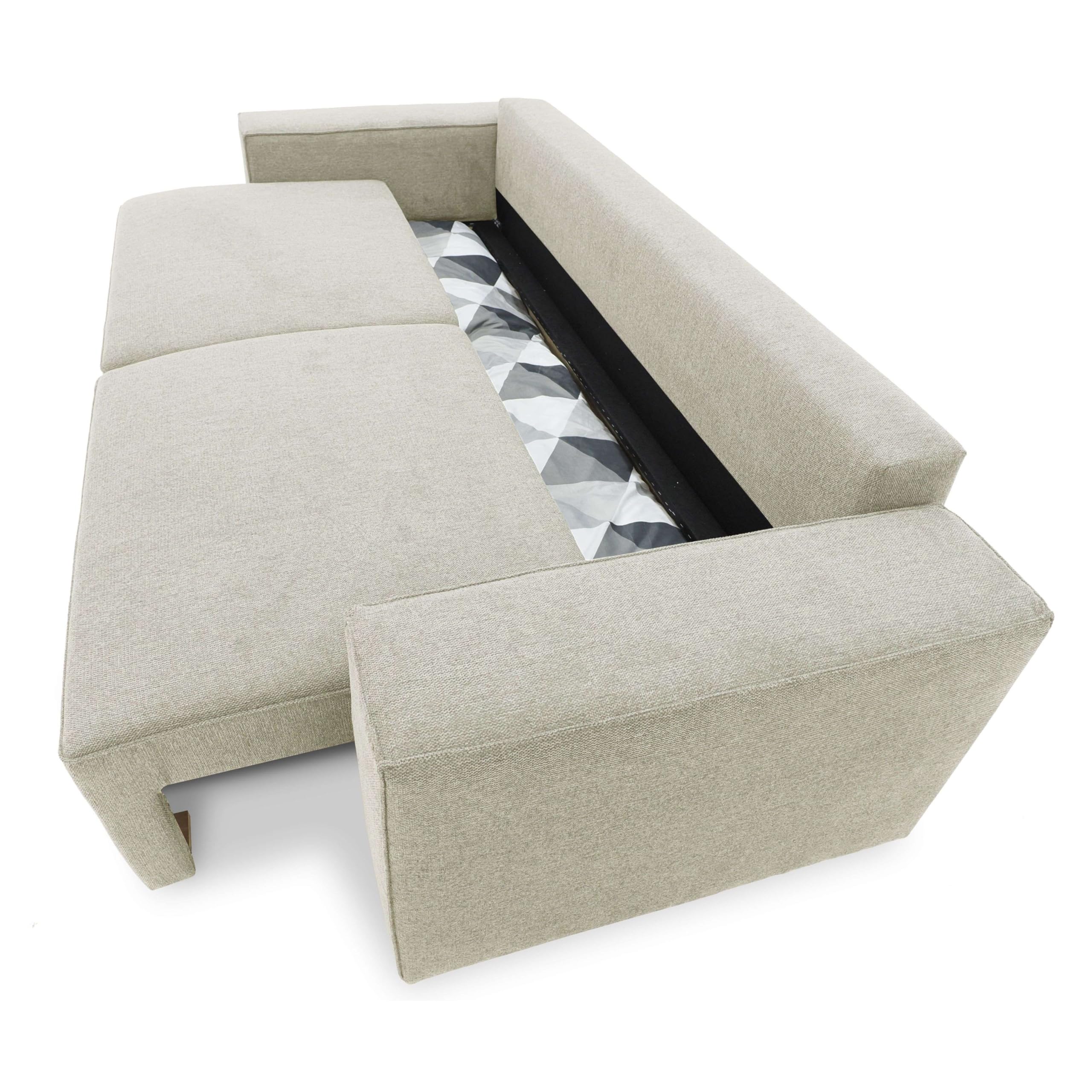 Miroytengo Sofá Cama Dutch para Salón Comedor Estilo Contemporáneo en Color Beige de 3 Plazas y con Arcón 239 cm