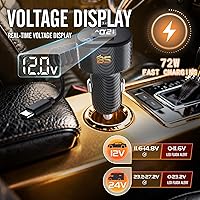 Vista 3 de Cargador de coche retráctil de 72 W para iPhone 17 16 15 Pro Max, cargador de coche USB C 3 en 1 carga rápida con cable en espiral, adaptador