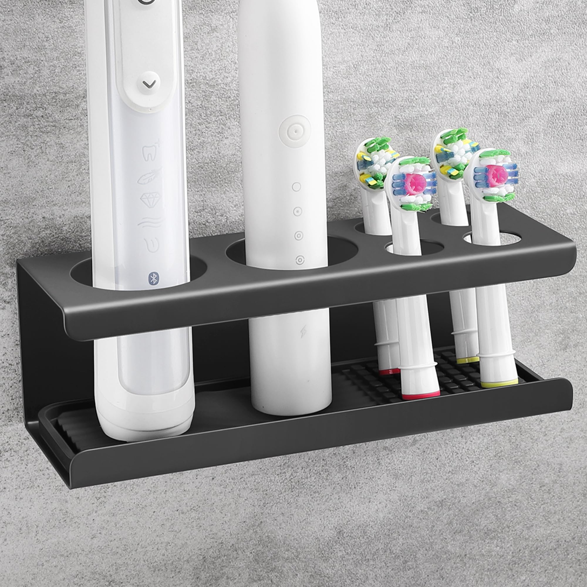 Zahnbürstenhalter Elektrische Zahnbürste Halter, Edelstahl Zahnburstenhalterung Wand Selbstklebend Zahnbürste Halterung Schwarz Aufsteckbürsten Halter Ohne Bohren