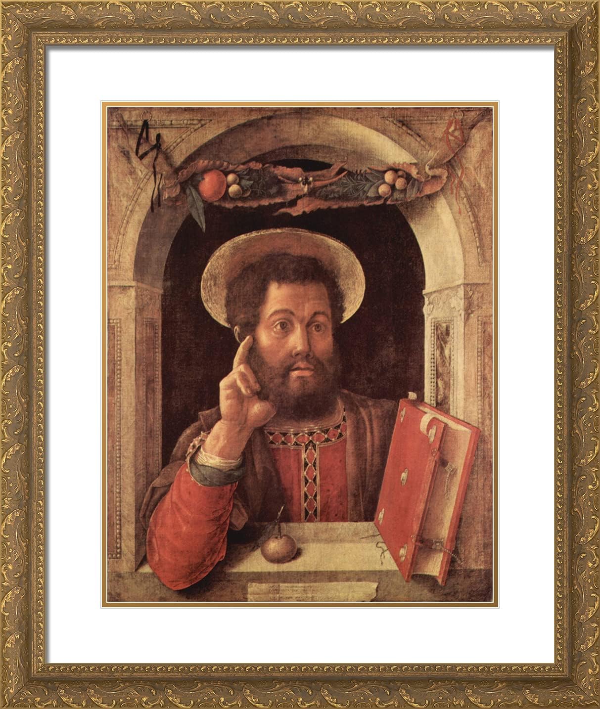ArtDirect Mantegna, Andrea 20x23 Gold Ornate Framed Art Print with Double Matting Titled: Evangelist