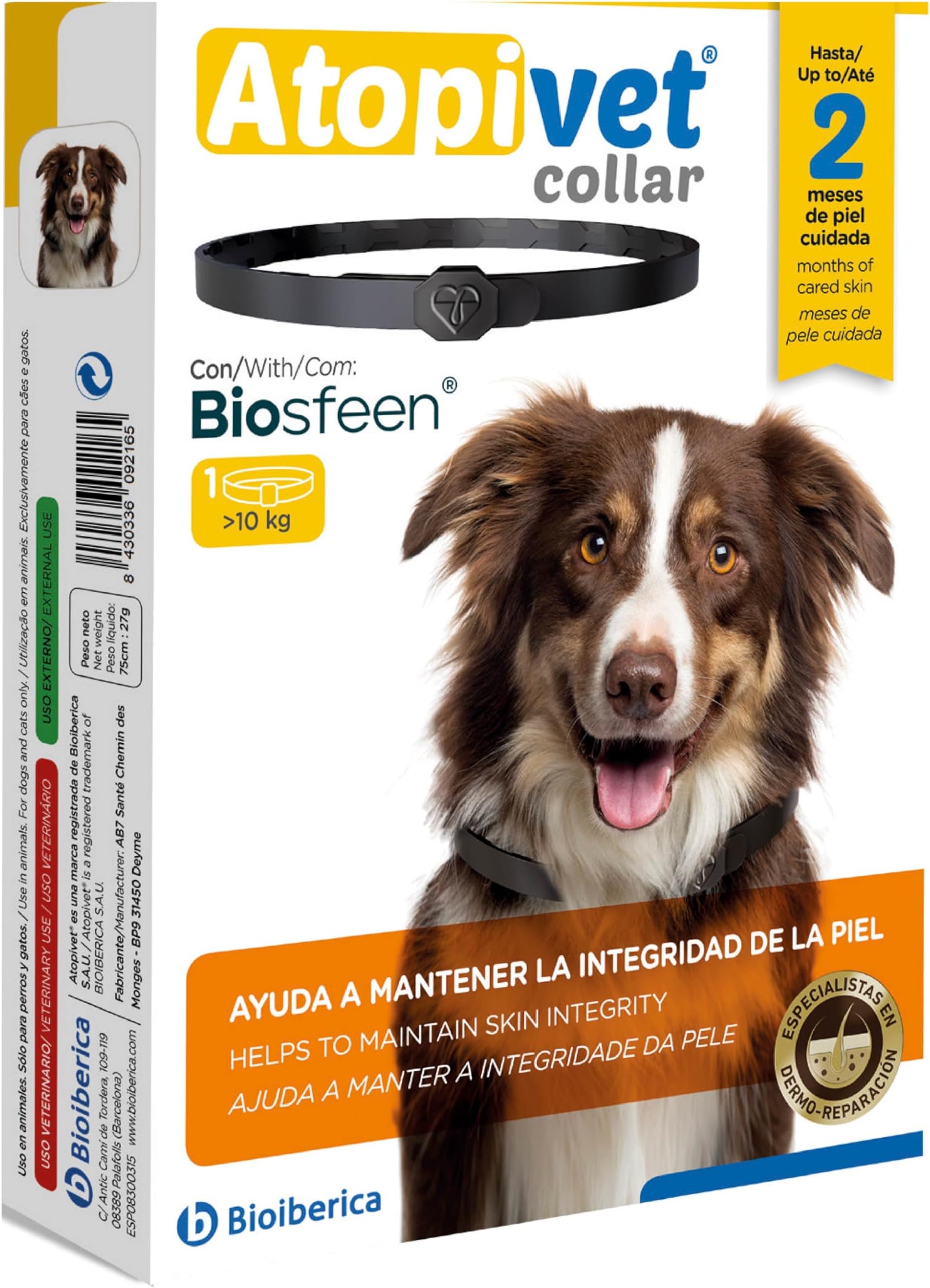 Vivaldis Atopivet Collar - Advanced Solution for Atopic Dermatitis in Dogs, Manages Itching, Hot Spots, Skin Redness, and Inflammation in Medium and Large Dogs(>10 Kg)