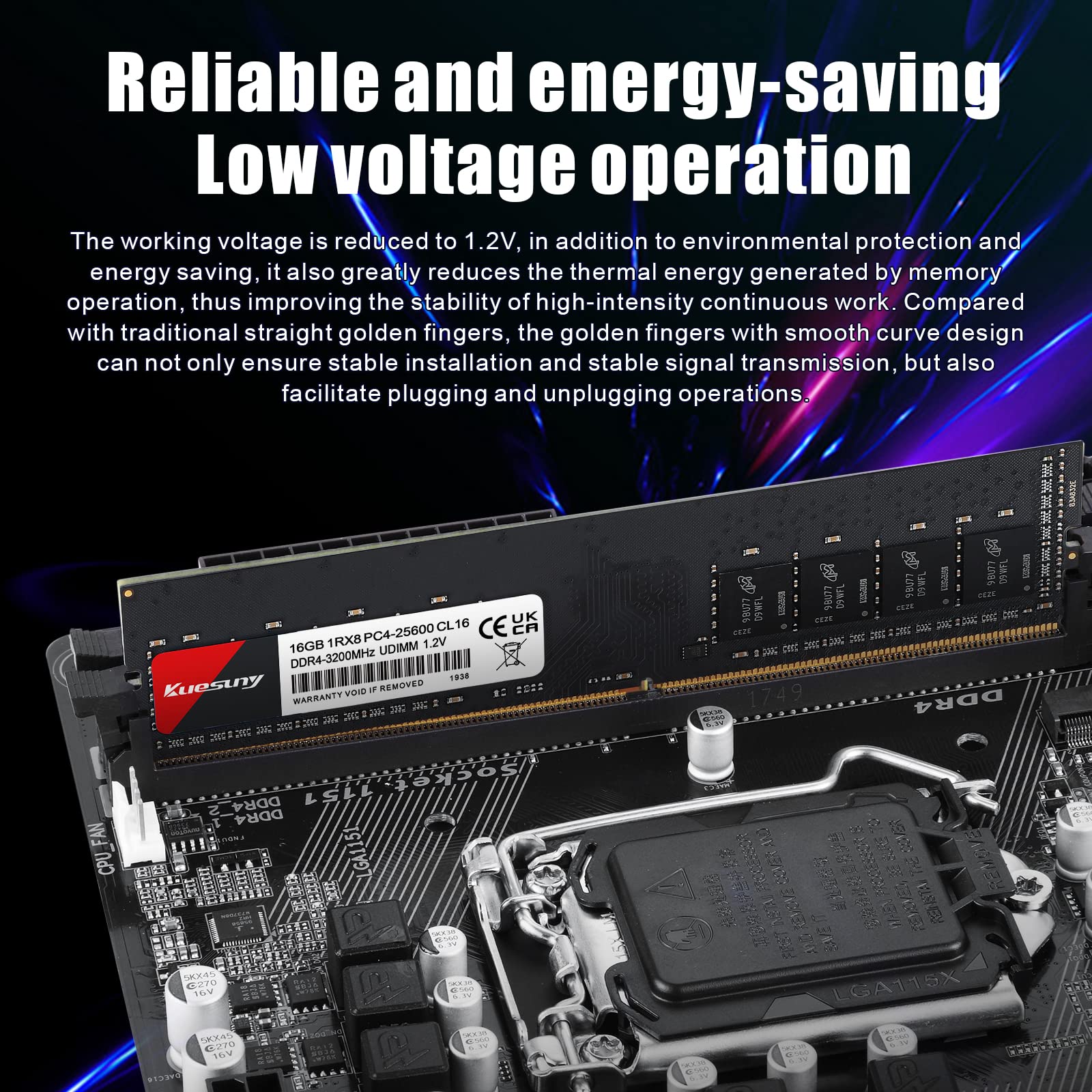 Kuesuny DDR4 Ram 32GB Kit (2x16GB) PC4-25600 Memoria Ram DDR4