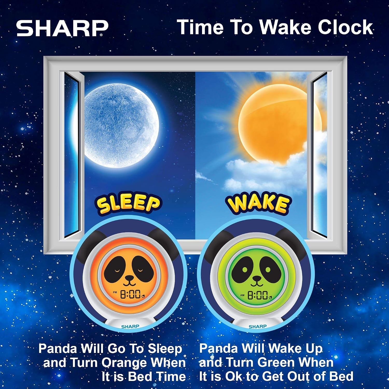 SHARP Ready to Wake Bear Sleep Trainer, Kid’s Alarm Clock for Ready to Rise, Galaxy Projection Nightlight and “Off-to-Bed” Feature – Simple to Set and Use!