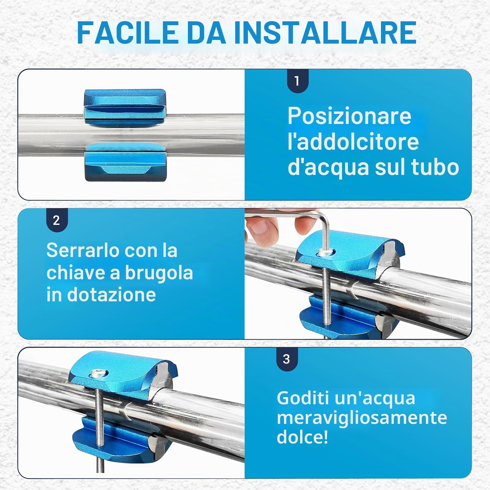 Addolcitore magnetico per acqua – 15000 GAUSS – Decalcificante per acqua – Blu – Filtro per acqua – Magnete – Decalcificazione delle tubature