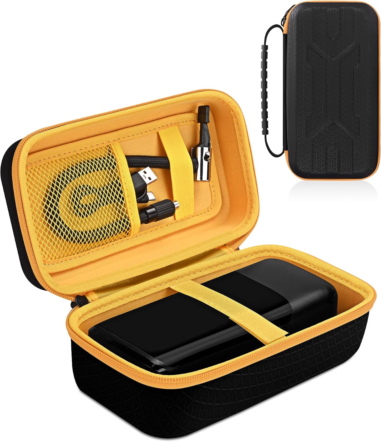 Tire Inflator Case for Airmoto/Skight/LOLSSA/Teffim/Hafuloky/Frarome/ILTIDE, Portable Carrying Air Compressor Case Compatible 120/150 / 180 PSI, Car Air Pump Storage Holder Box (black+yellow)