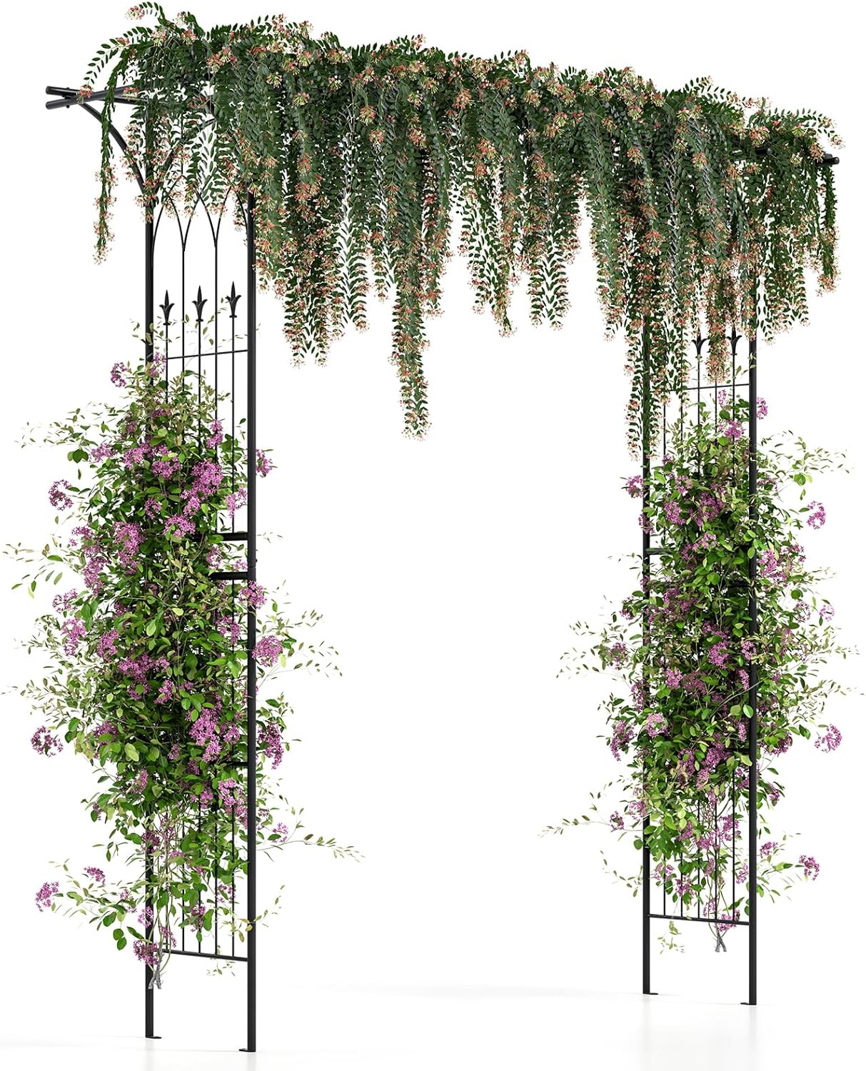 Giantex Metal Garden Arch, Wedding Arbor for Ceremony, Pergola Garden Trellis for Various Climbing Plant, Bridal Party Decoration Arbor for Outdoor Lawn Backyard