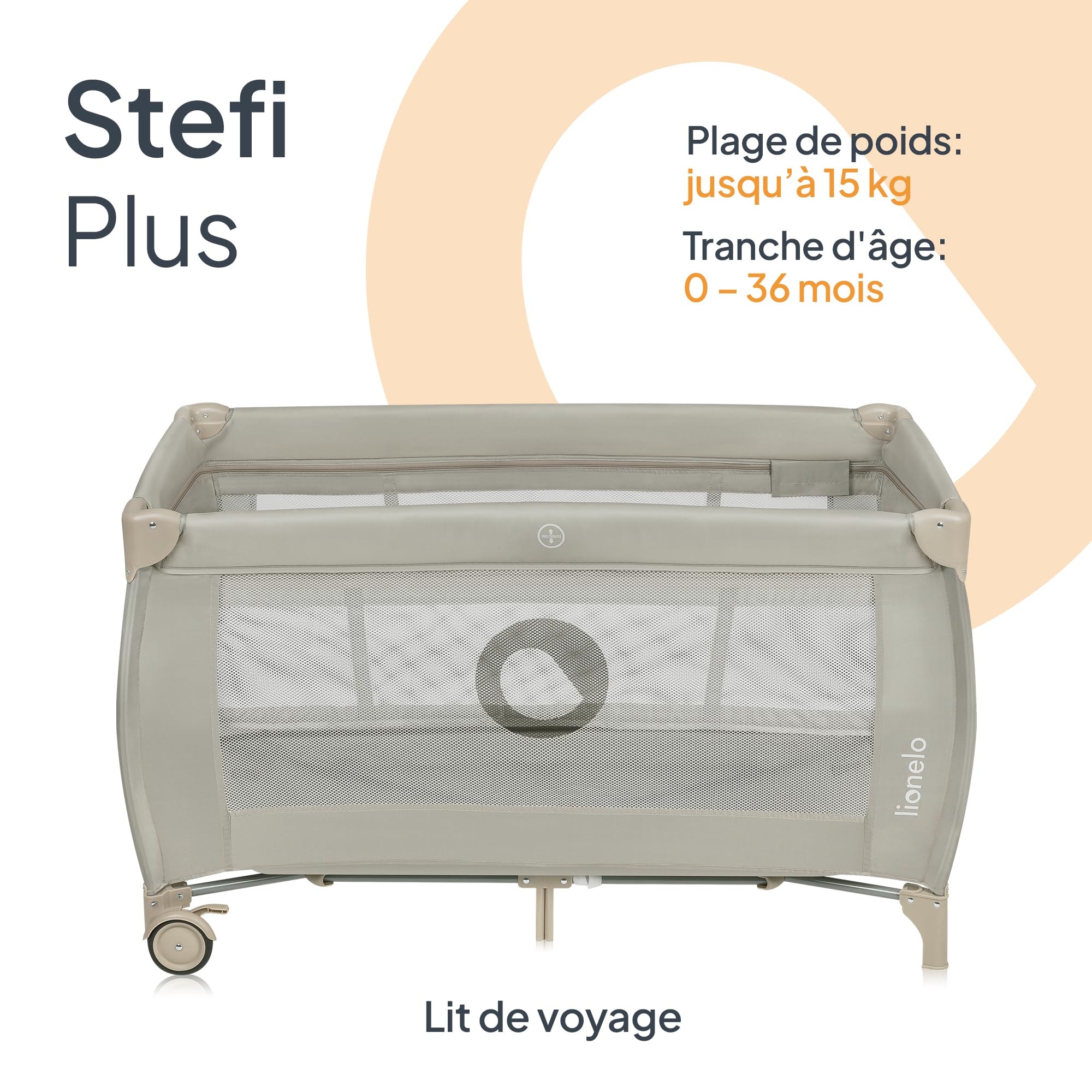 LIONELO Stefi lit bebe bebe LockGuard 15 kg entrée latérale pliage rapide sac de transport Beige