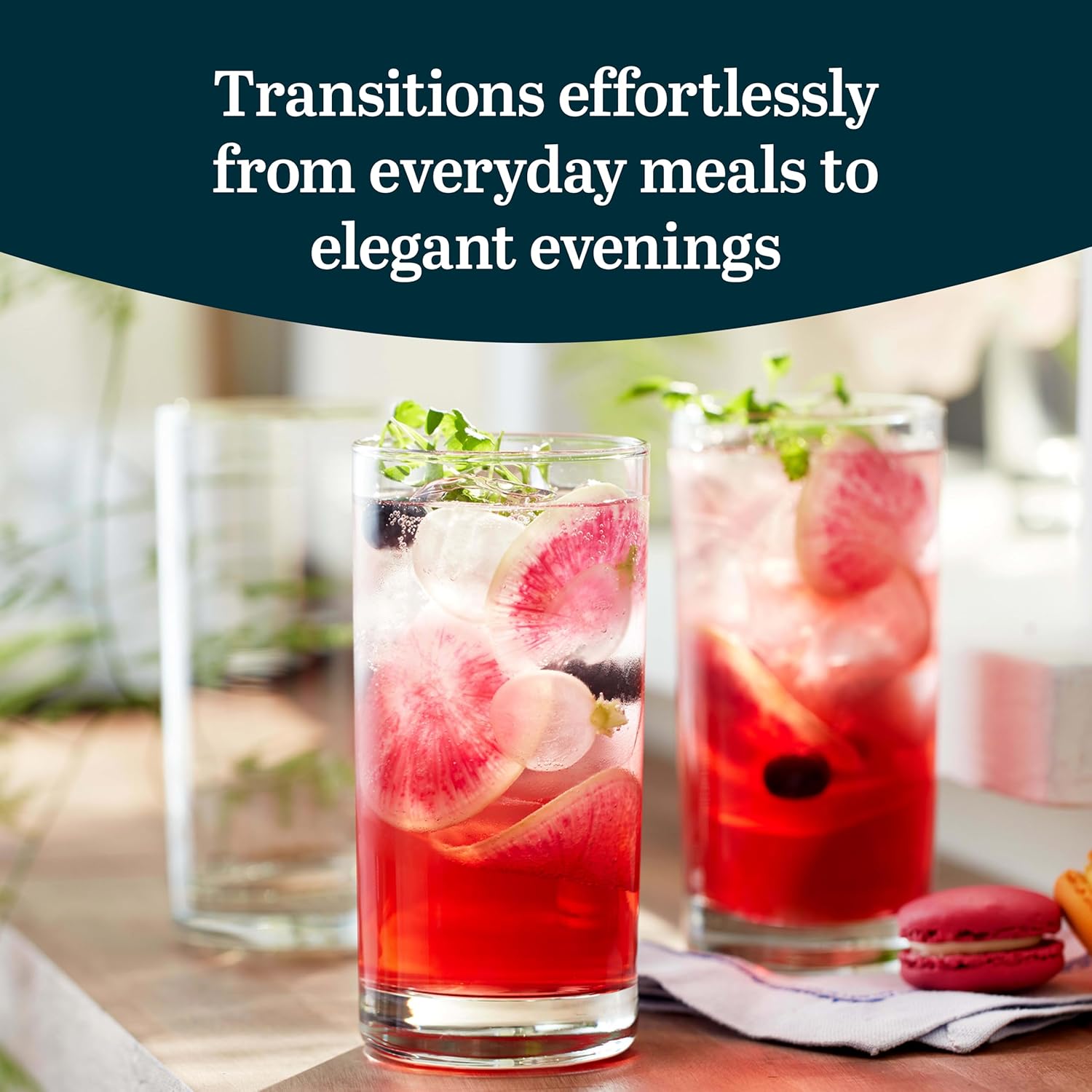 Libbey Heavy Base Drinking Glasses Set of 8, 15.5 Oz Elegant, Weighted Clear Water Glasses, Dishwasher Safe Glass Cups Set for Parties, Birthdays - Image 2