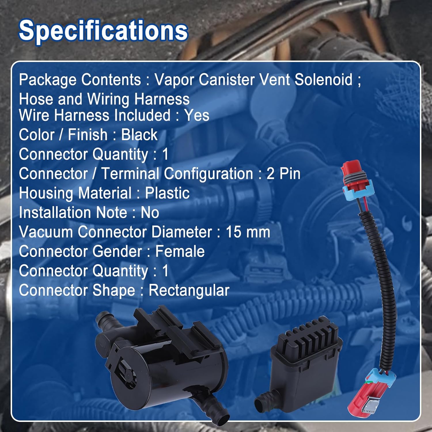 CVS34 911-237 Evap Canister Vent Solenoid for 2004-2010 Chevy Silverado GMC Sierra 1500 2500 3500 HD Classic P0449, Vapor Canister Purge Valve Solenoid, Replaces 19207763 10357992