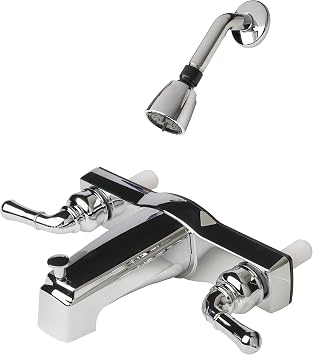Laguna Brass 3310CP/4010CP Mobile Home Two Handle Non-Metallic 8" Tub Shower Diverter with Shower Head/Arm/Flange Chrome Finish