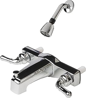 Laguna Brass 3310CP/4010CP Mobile Home Two Handle Non-Metallic 8" Tub Shower Diverter with Shower Head/Arm/Flange Chrome Finish