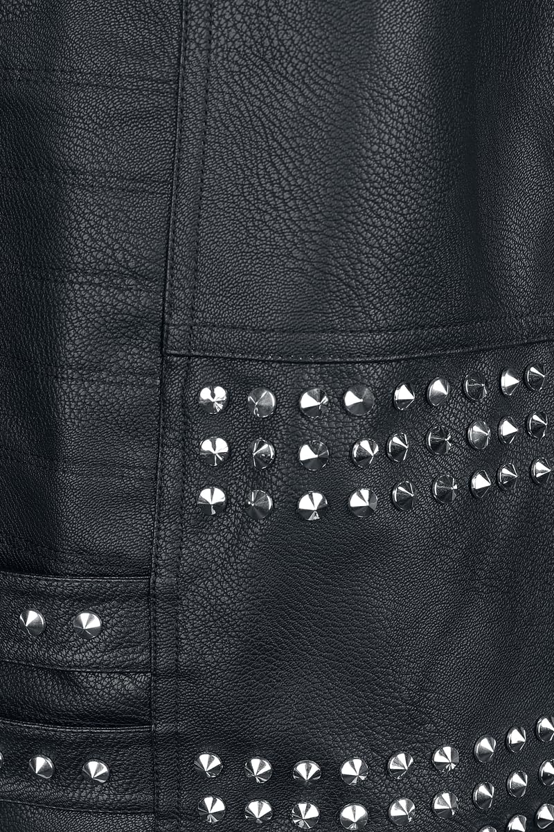 Rock Rebel by EMP Uomo Giacca in ecopelle nera con borchie in pizzo