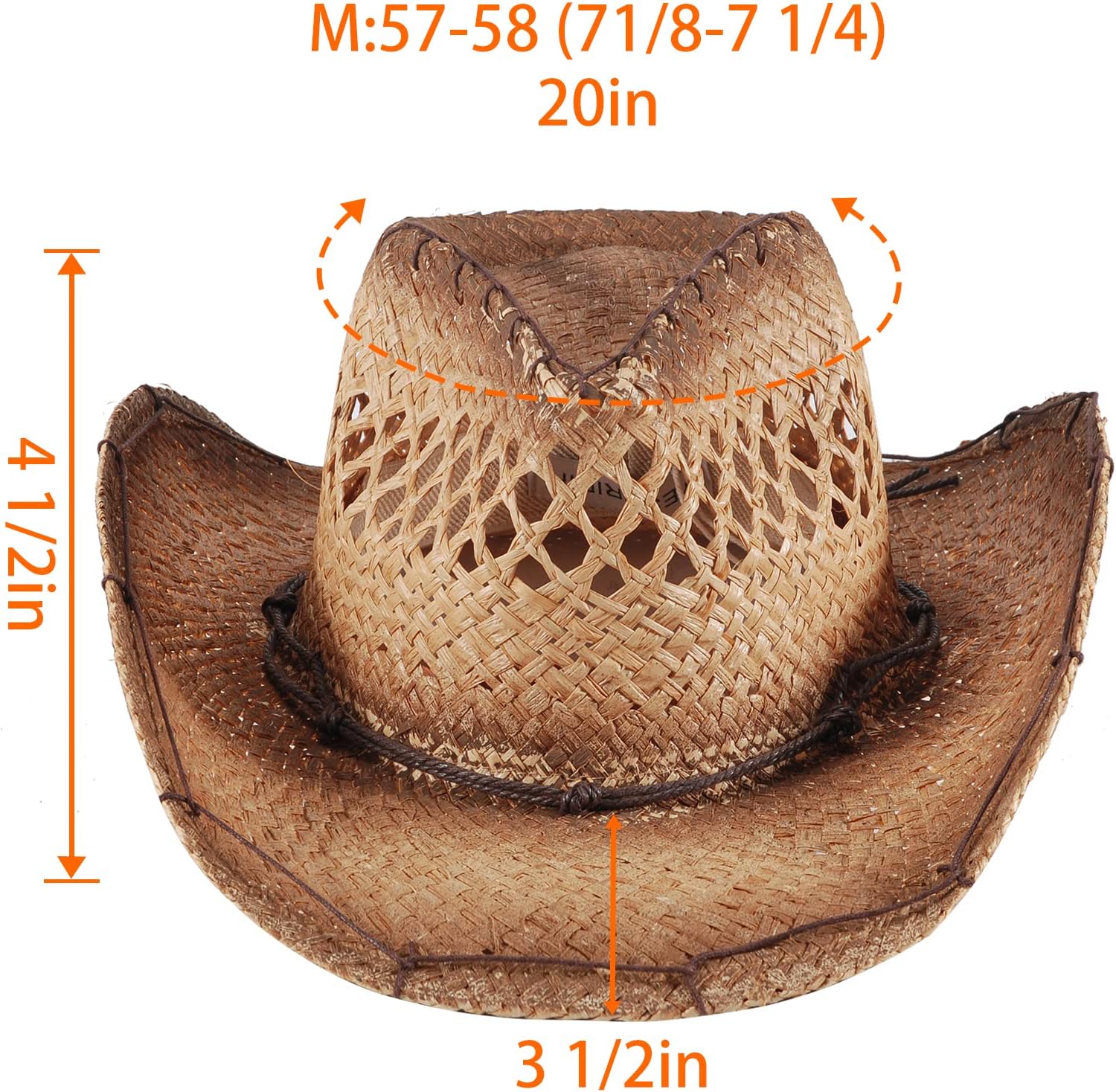 Straw Cowboy Cowgirl Hats for Women Mens Summer Beach Sun Hat - Image 5
