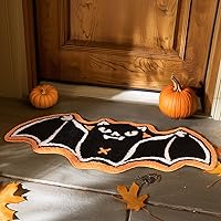 Vista 6 de Ashler - Alfombra de baño de murciélago de Halloween, alfombra de baño para decoración de Halloween, alfombras de área góticas, alfombras