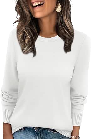 WIHOLL Women's Lightweight Ribbed Knit Crewneck Sweater
