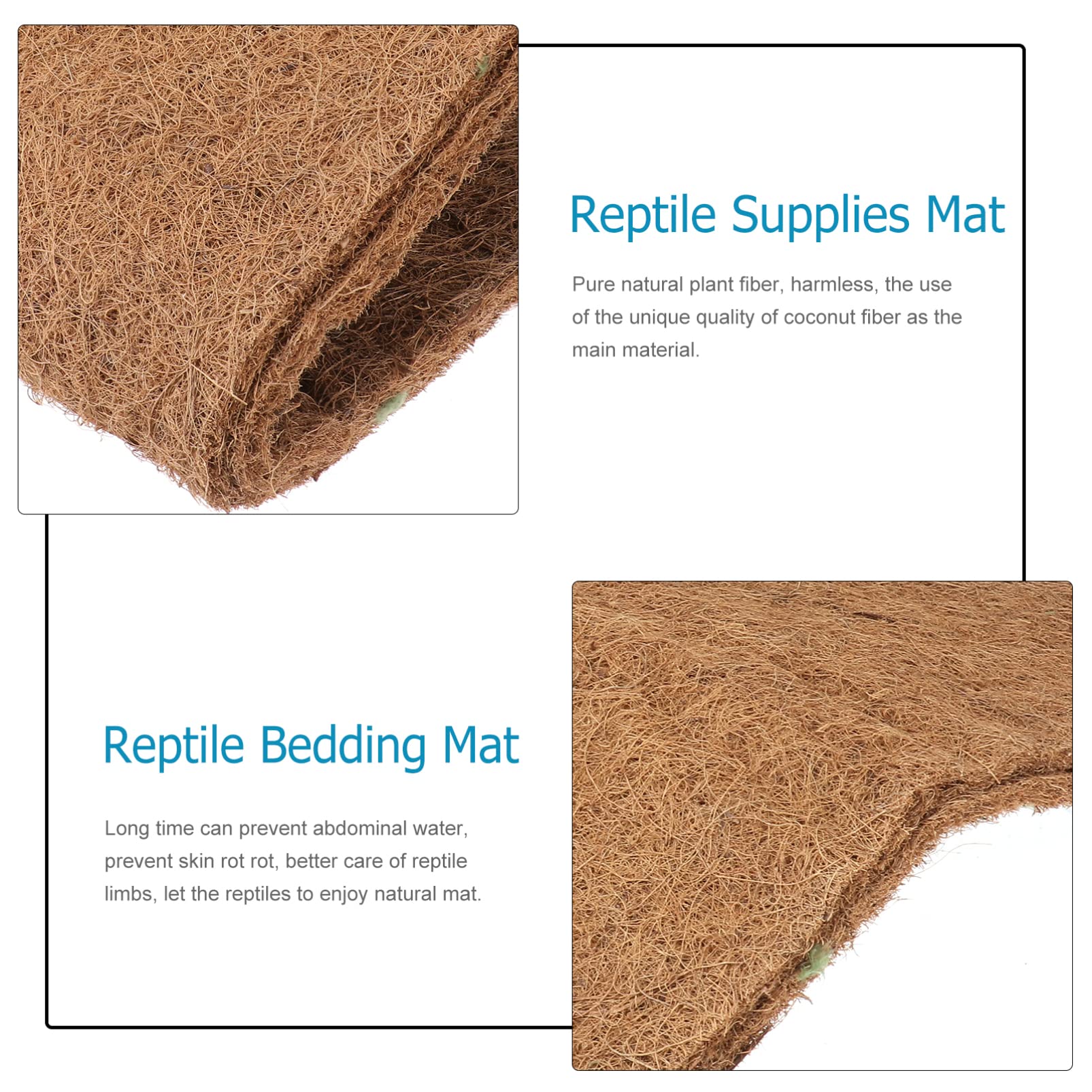 POPETPOP 3 Pezzi rettili Mat in Fibra di Cocco Naturale Mat Traspirante Biancheria da Letto Fodera Rettile Forniture 50 x 30 cm