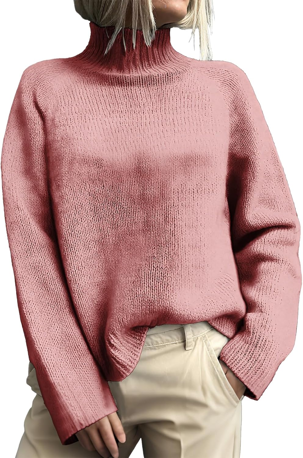 MARSVOVO Elegant Pullover Sweaters for Women Dressy Casual Classic Long Sleeve Turtleneck Sweater Fall Trendy Tops