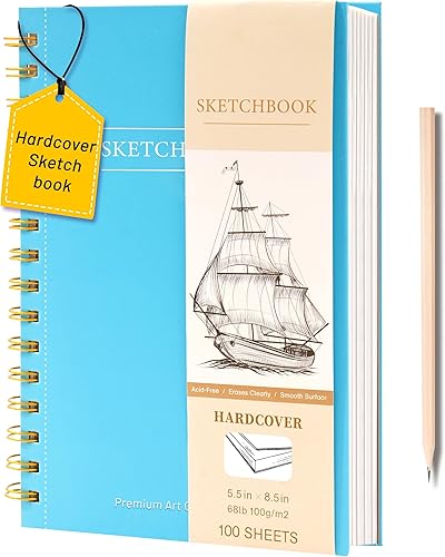 Yoment Cuaderno de bocetos de 5.5 x 8.5 pulgadas para dibujar pequeño en espiral para niños, cuaderno de bocetos de tapa dura (68 libras3.53 ozm),