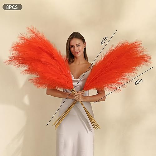 Miniatura 9 de 8 piezas de 45 pulgadas de alto, decoración de hierba de las pampas sintética de 45 pulgadas de alto, pompas postizas largas para relleno de jarrón
