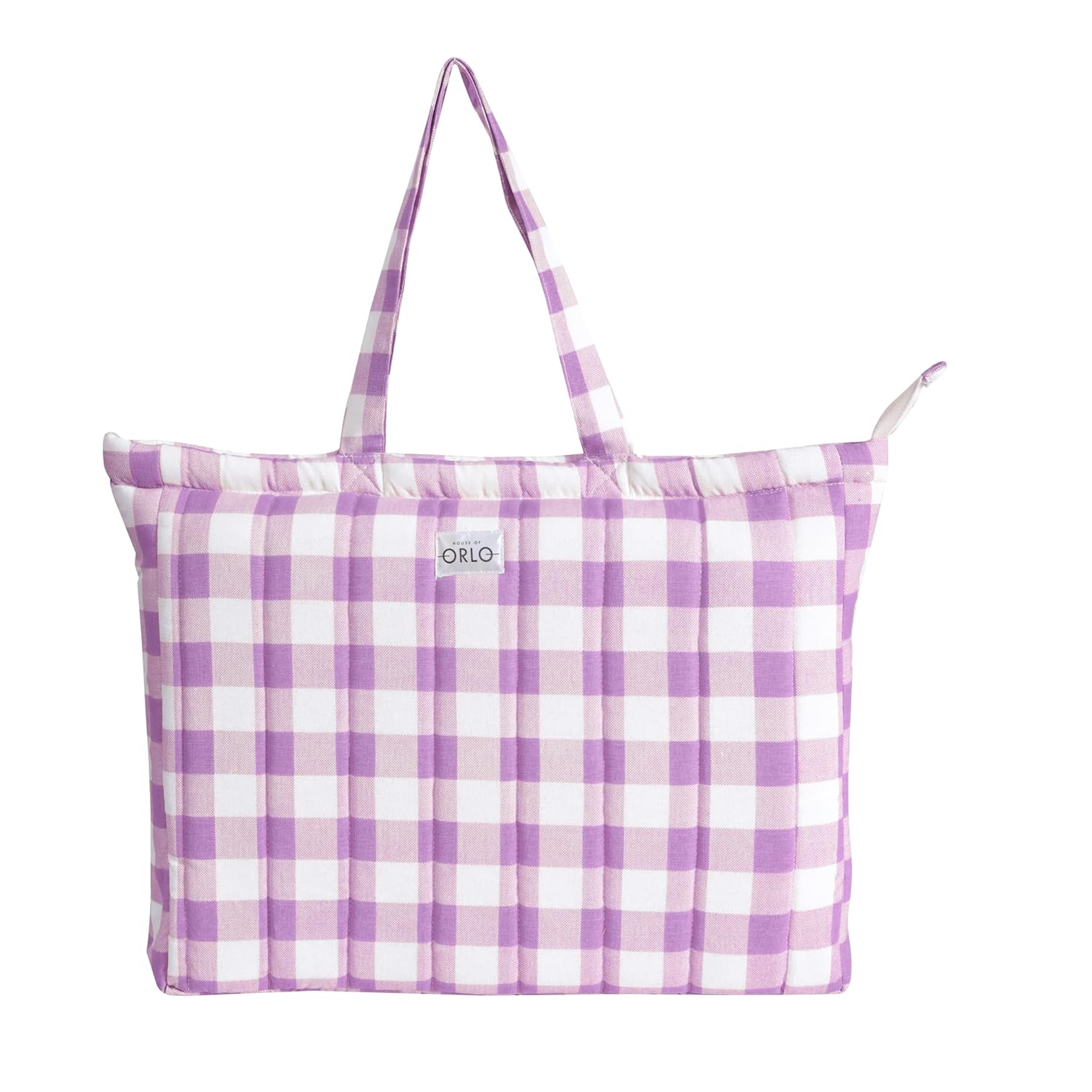 HOUSE OF ORLO: Pinteresty QUILTED 100% Cotton Checked Tote Bags with Zipper for Women – For College, Travel, Work and Daily Use -Small, Purple HOUSE OF ORLO: Pinteresty QUILTED 100% Cotton Checked Tote Bags with Zipper for Women – For College, Travel, Work and Daily Use -Small, Purple