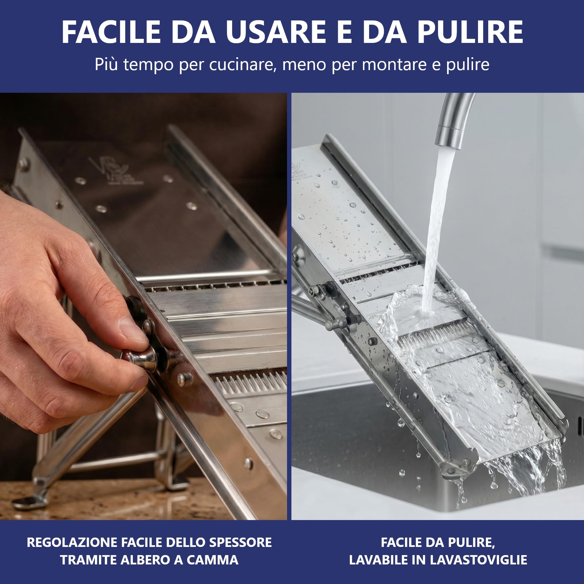 Louis Tellier - Mandolino Professionale con Carrello di Protezione - Acciaio inox - Spessore Regolabile Pettine 3&10 mm - 25 x 12 x 7 cm - Made in France