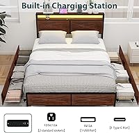 Vista 10 de Base de cama de terciopelo de tamaño matrimonial con cabecera tapizada, cabecera de almacenamiento de terciopelo copetudo, marcos de cama