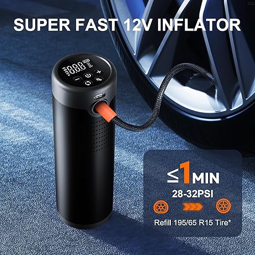 Miniatura 3 de Inflador de neumáticos, compresor de aire portátil, bomba de aire inalámbrica de 150 PSI para neumáticos de automóvil, bomba de aire eléctrica para