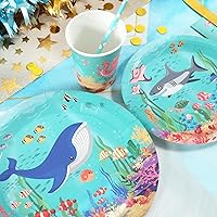 Vista 60 de Alice Tea Party Decorations - Baby Shower Paper Plates, Napkins, Cups & Straws for 24 Guests, 120 Pcs Disposable Party Dessert Dinnerware
