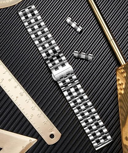 Miniatura 4 de BINLUN Stainless Steel Watch Band Replacement Metal Watch Straps for Men and Women 18mm19mm20mm21mm22mm24mm with Curved and Straight End in Silver,