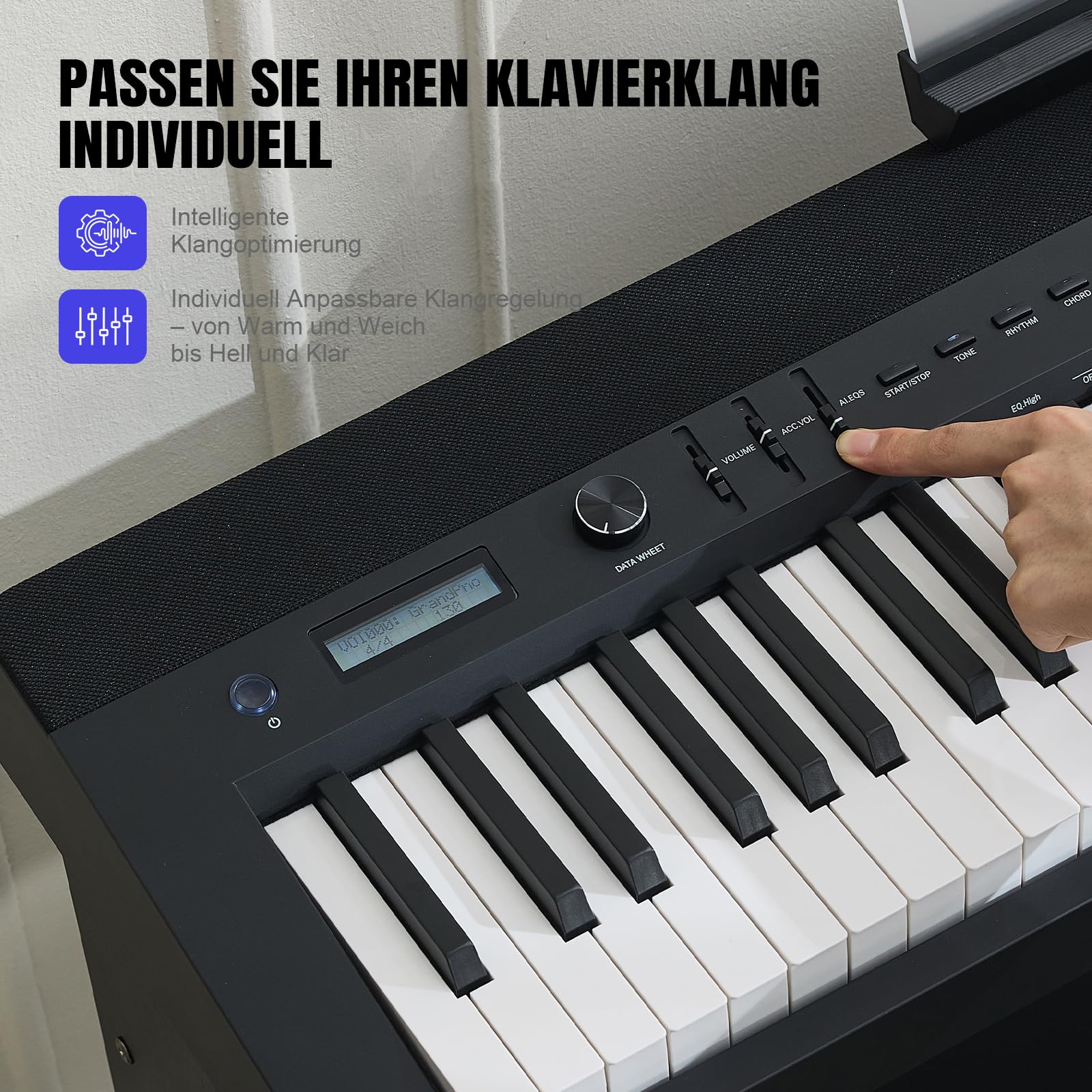 MUSTAR Piano digital de 88 teclas con mecanismo de martillo, piano clásico profesional, función dual y transpose, 3 pedales, soporte para piano, altavoz, USB/MIDI, negro