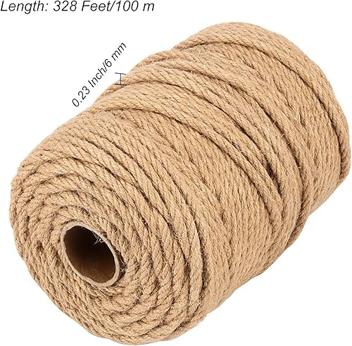Miniatura 2 de Cuerda de yute artesanal de 1/4 pulgadas x 328 pies, cuerda de cáñamo de 0.236 in x 328.1 ft para jardinería, agrupación