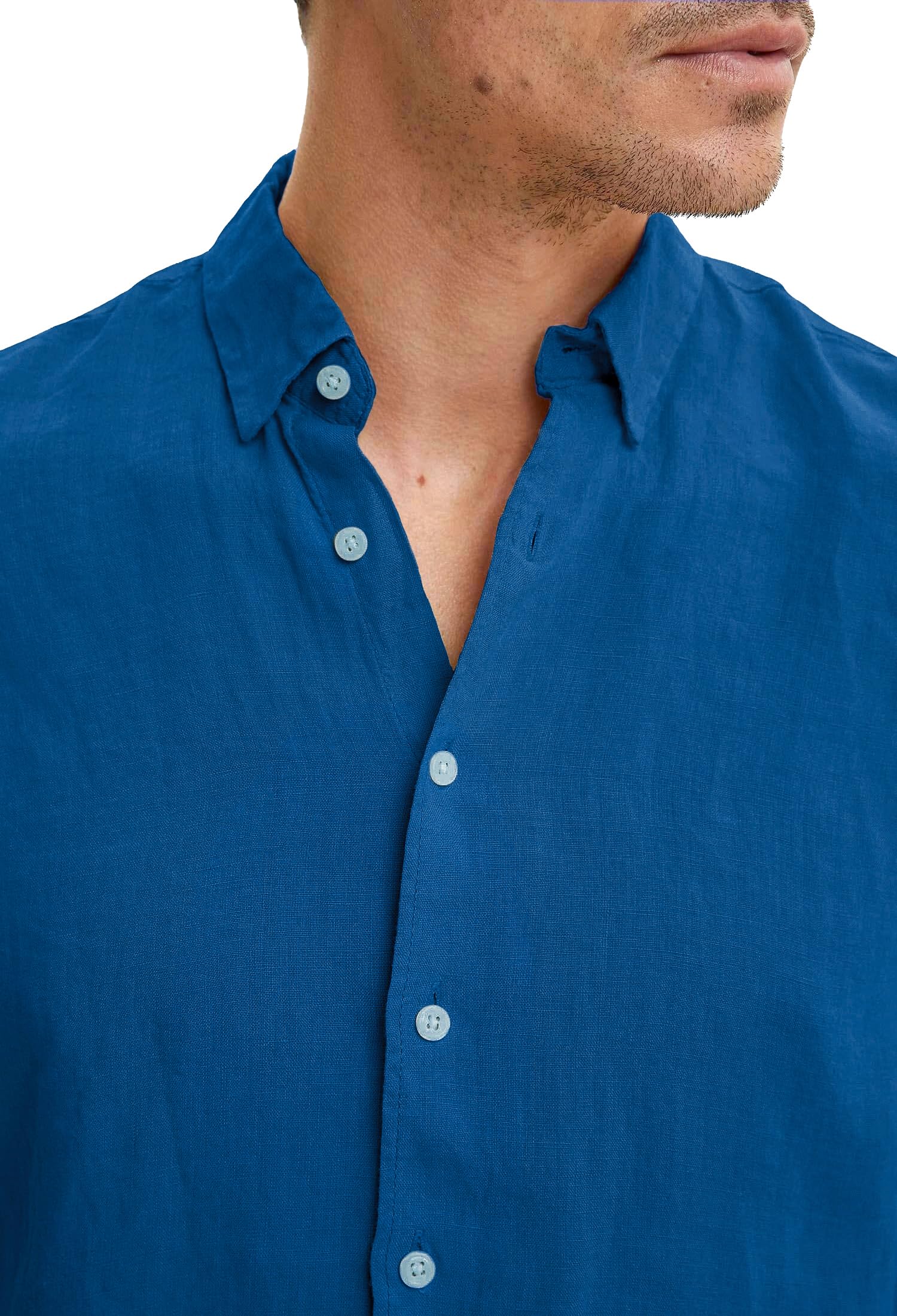 Evoga Camicia in Lino Uomo Sartoriale Casual Elegante Primavera Estate Fresca