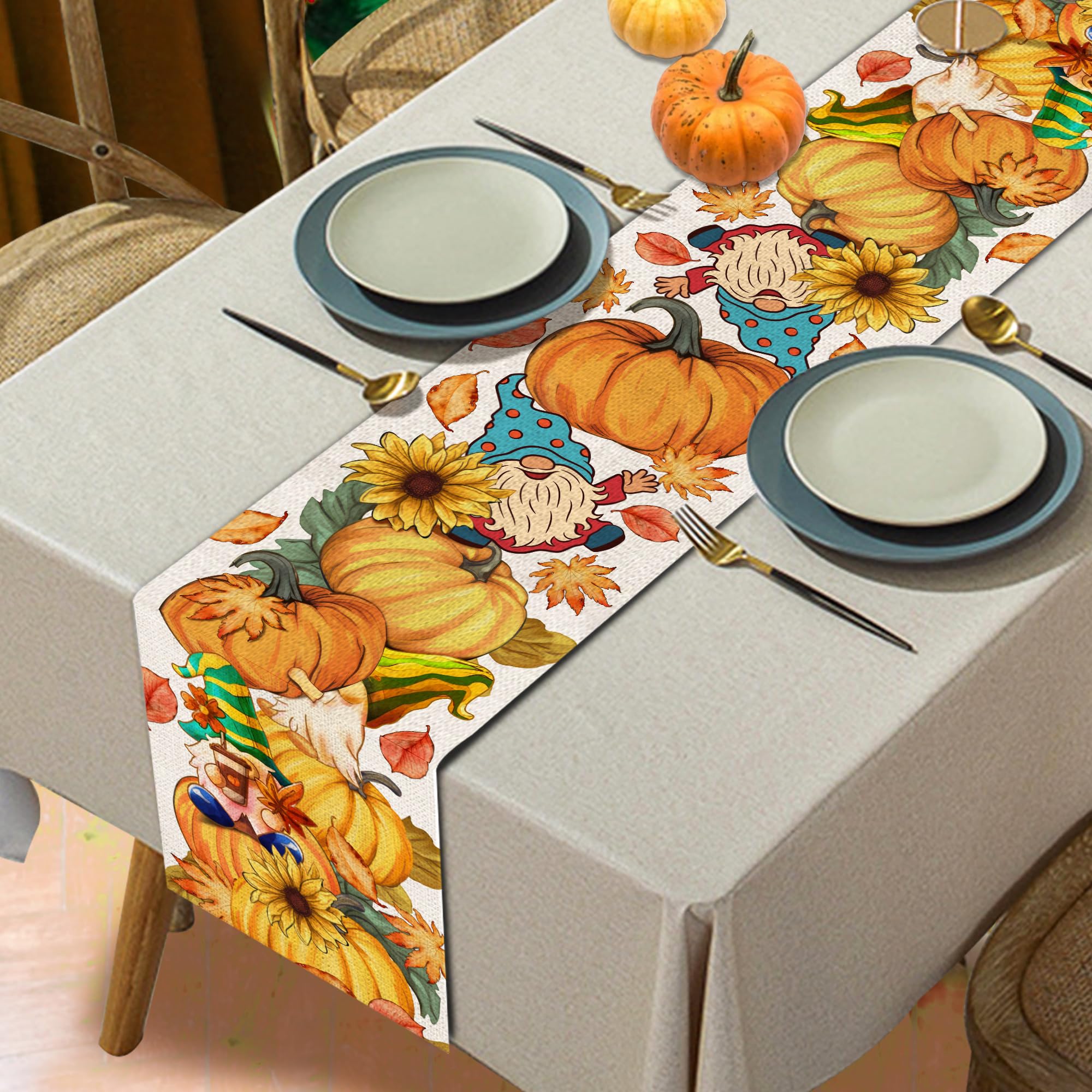Herbst-Tischläufer Mit Ahornblättern – Bunter Tischdeko Für Küche & Wohnzimmer, 33 X 183 Cm, Aus Polyester