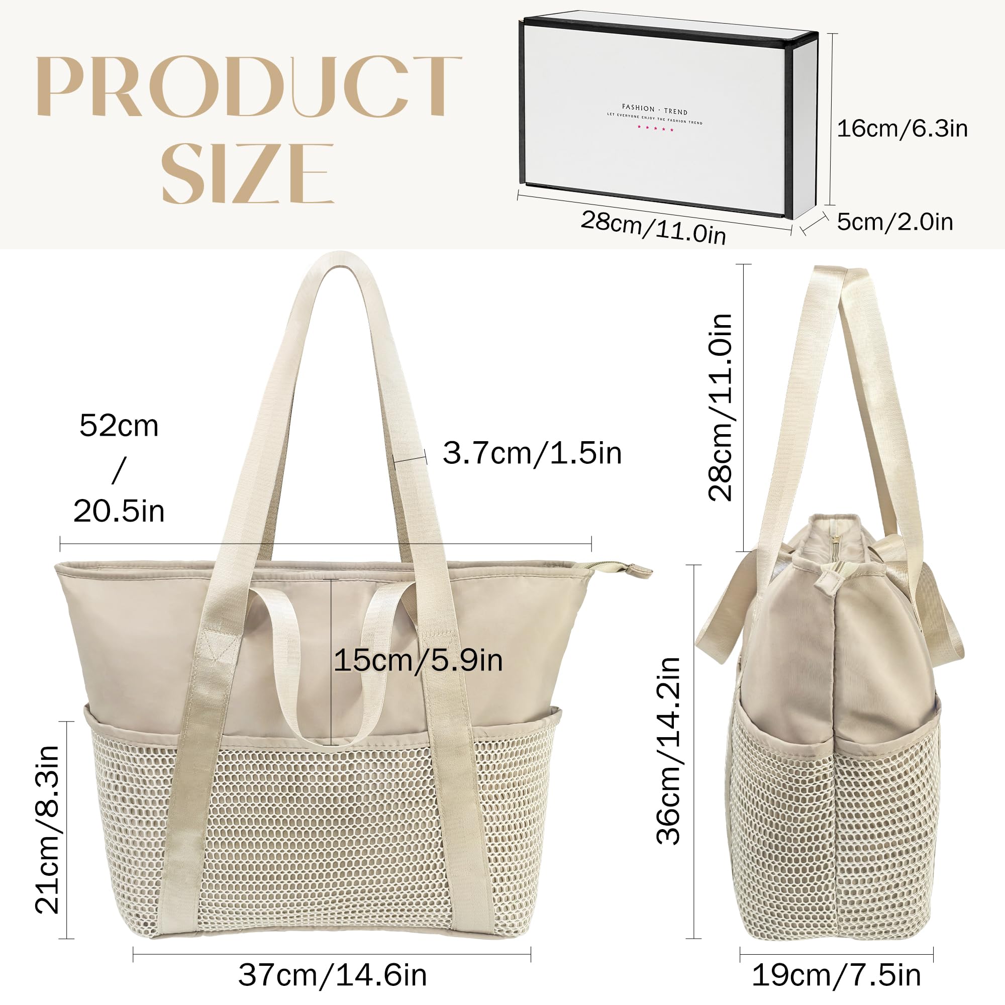 beifon Strandtasche XXL Familie mit Reißverschluss, Strandtasche Damen Große Wasserdicht Faltbar, Mesh Badetasche Beach Tote Bag Strand Tasche Shopper für Strand Reisen Urlaub