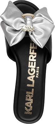 KARL LAGERFELD Women's Ciaran Flat Sandal With Bow Detail