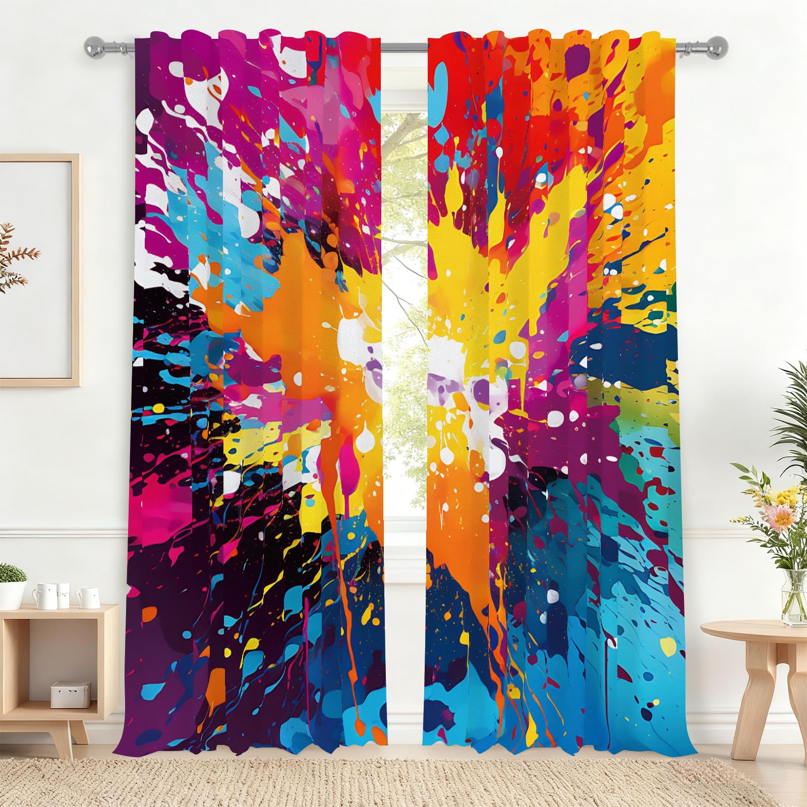 Rideaux en lin colorés Renaiss 106x213 cm pour salon et chambre