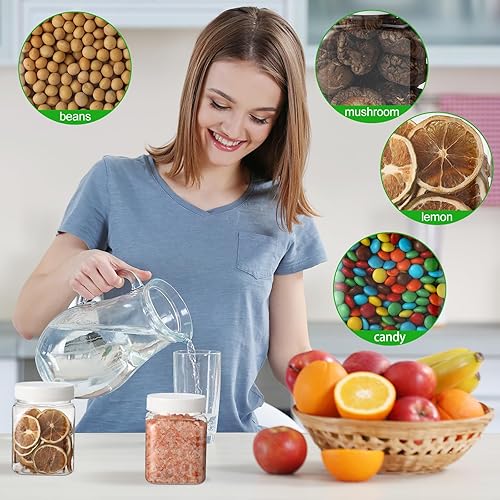 Miniatura 4 de Nosiny 12 tarros de plástico de 24 onzas con tapas, recipientes herméticos para alimentos, tarros grandes de plástico con tapas de rosca,