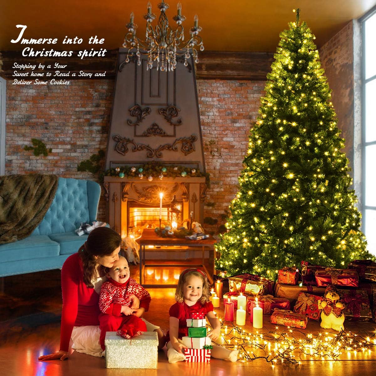 Goplus 9FT Pre-Lit Artificial Christmas Tree Auto-Spread/Close up Branches 11 Flash Modes with Multicolored 1000 LED Lights & Metal Stand