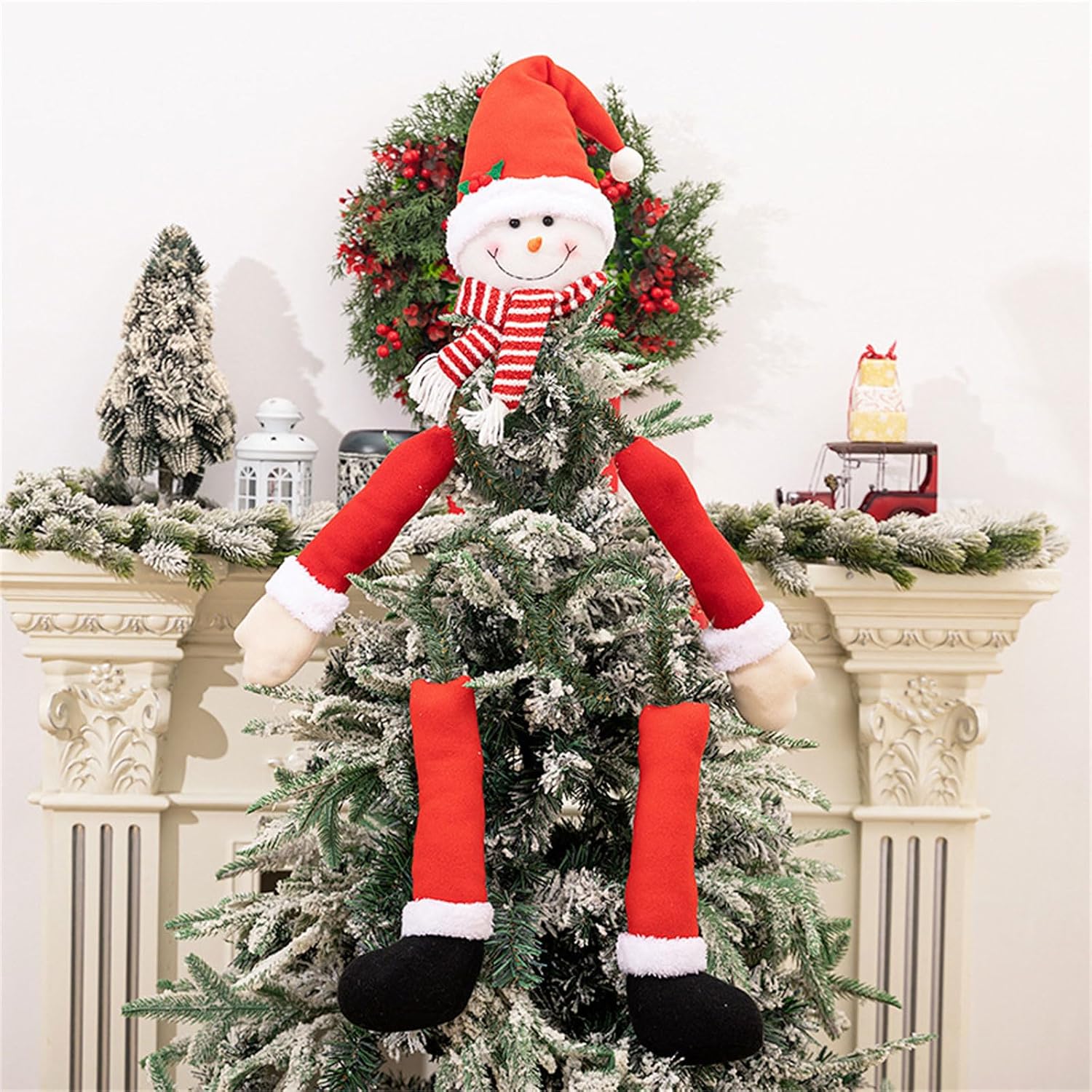 Christmas Tree Topper, Christmas Tree Top Ornament Santa/Snowman Toppers Festival Decoration for Home and Mall Parties Supplies