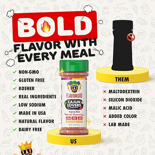 Miniatura 3 de Flavor God Mezcla de condimentos para amantes de cajún, mezcla natural de especias saludables para asar pollo, carne de res, mariscos, verduras