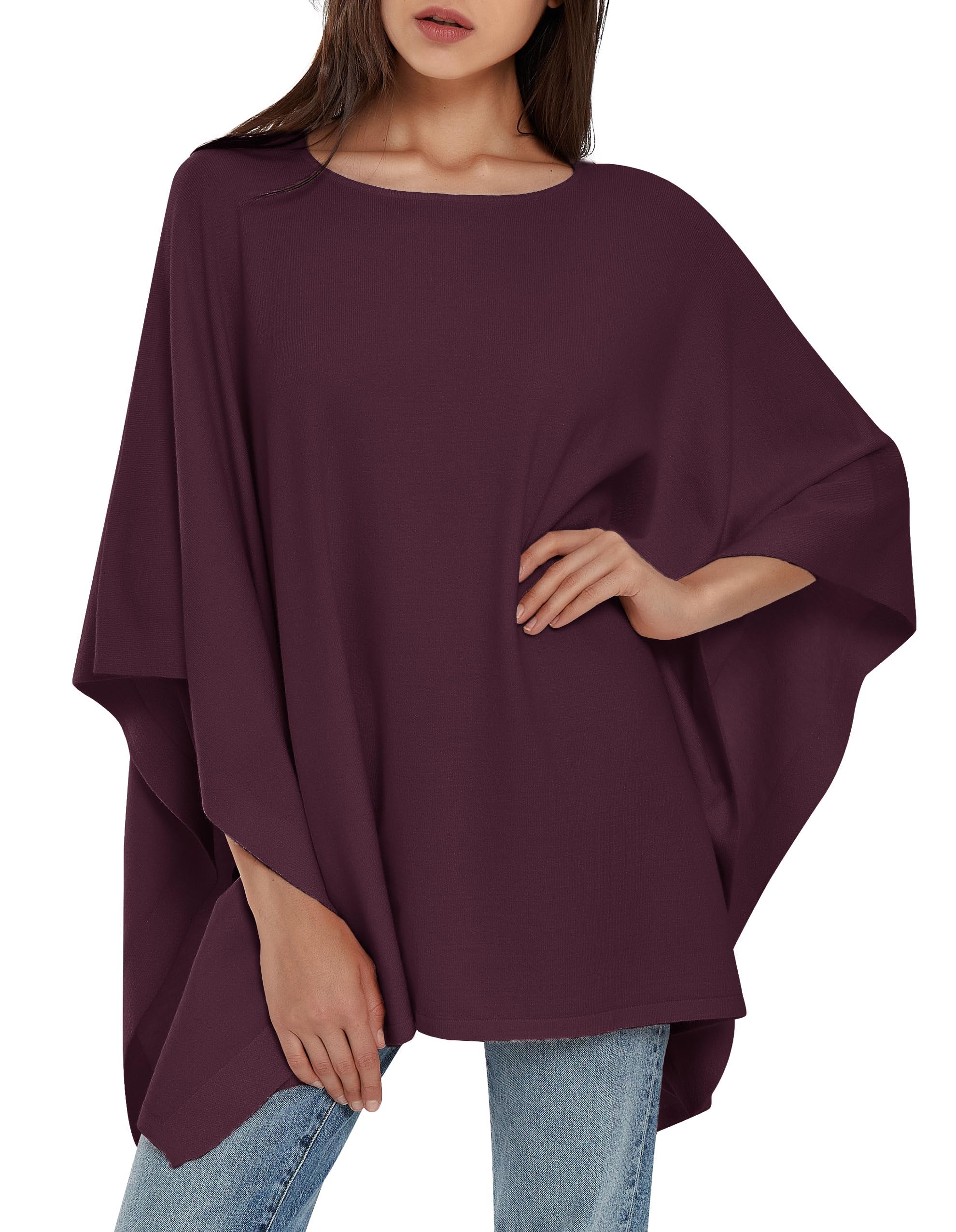 PULI Women's Pullover Poncho Sweater Knit Layering Top Travel