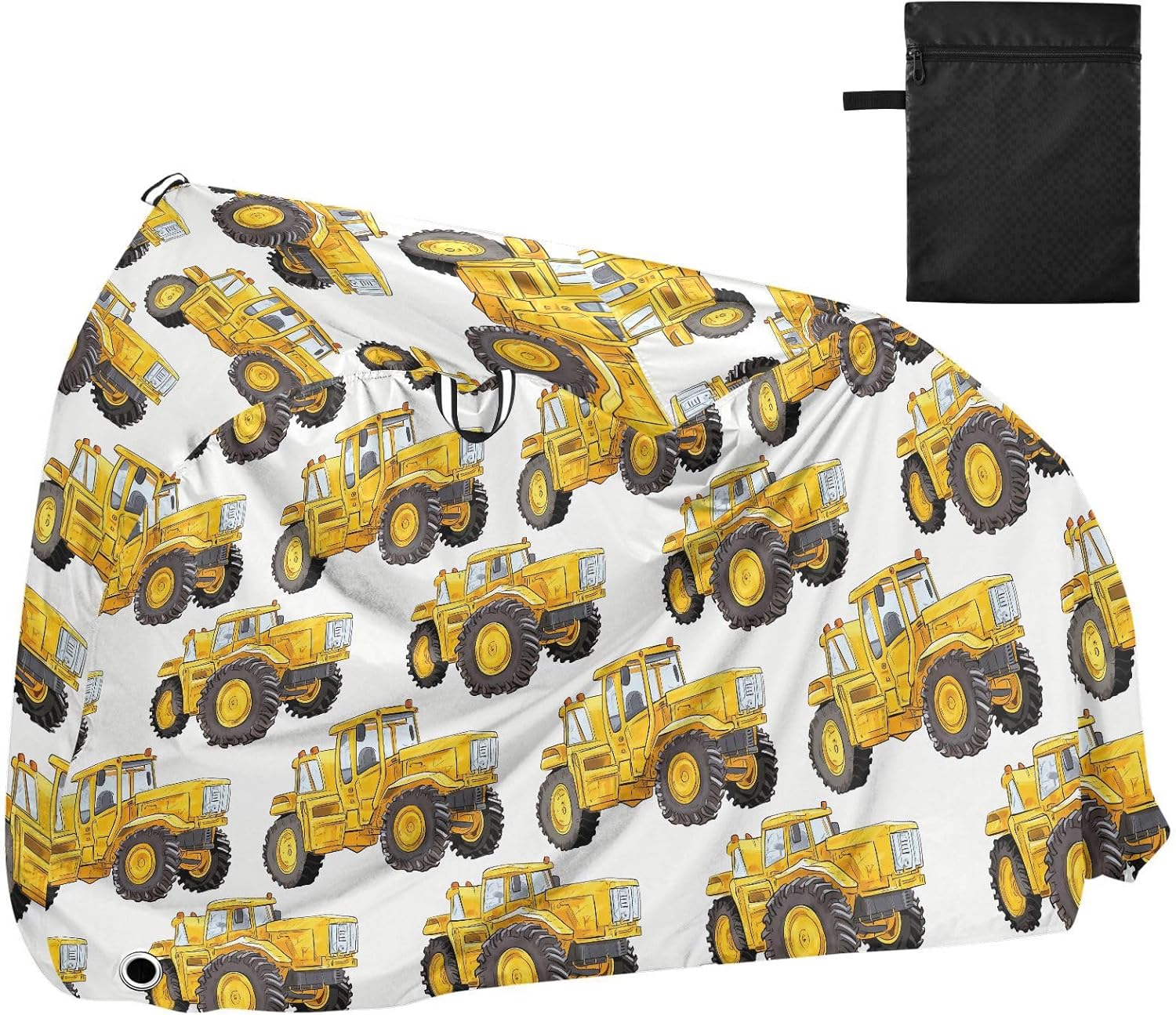 ALAZA Yellow Truck Bike Cover Waterproof Outdoor Ebike Bicycle Covers Tarp Protection for 1/2 Bikes, Sun UV Dust Wind Proof