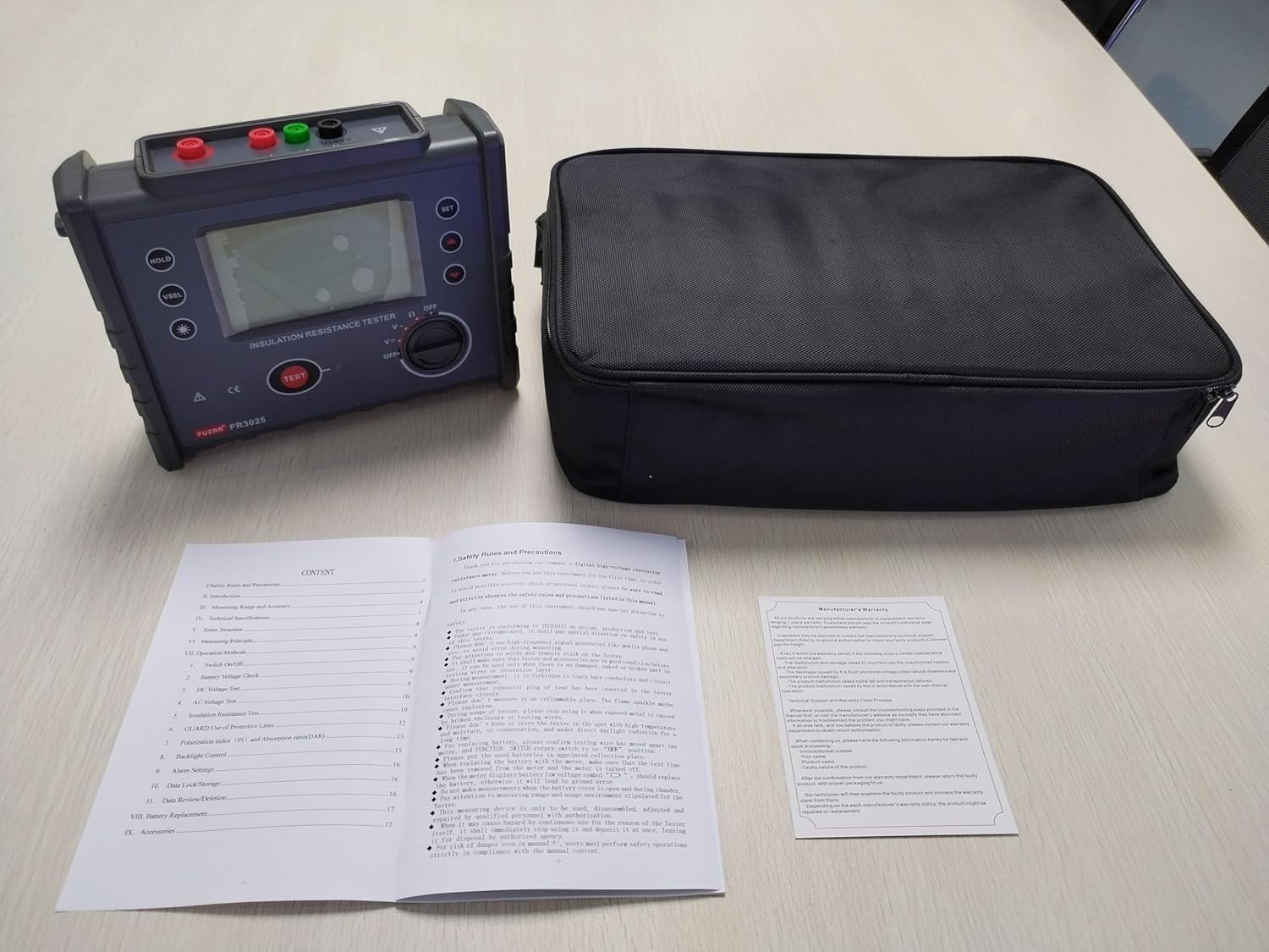 FR3025 FR3025E Megohmmeter 200GΩ High-Voltage Insulation Resistance Tester 2500V/5000V Ohm Meter Professional Digital Ohmmeter Electrical Megameter(FR3025E)