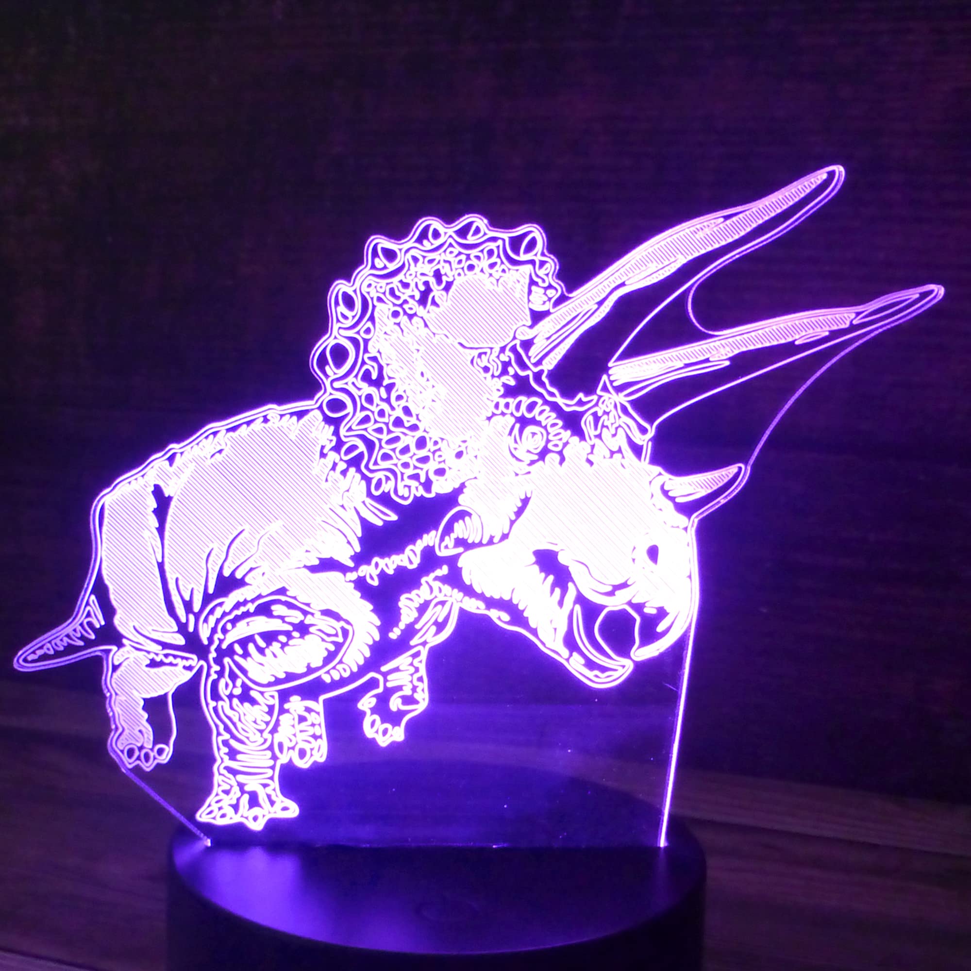 Ilusión óptica 3D Rinoceronte Luz Nocturna Interruptor Táctil USB