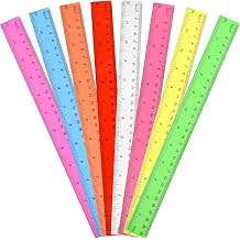 Unjoo Clear Plastic Ruler 12 Inch Straight Rulers, Assorted Colors 8 Pack