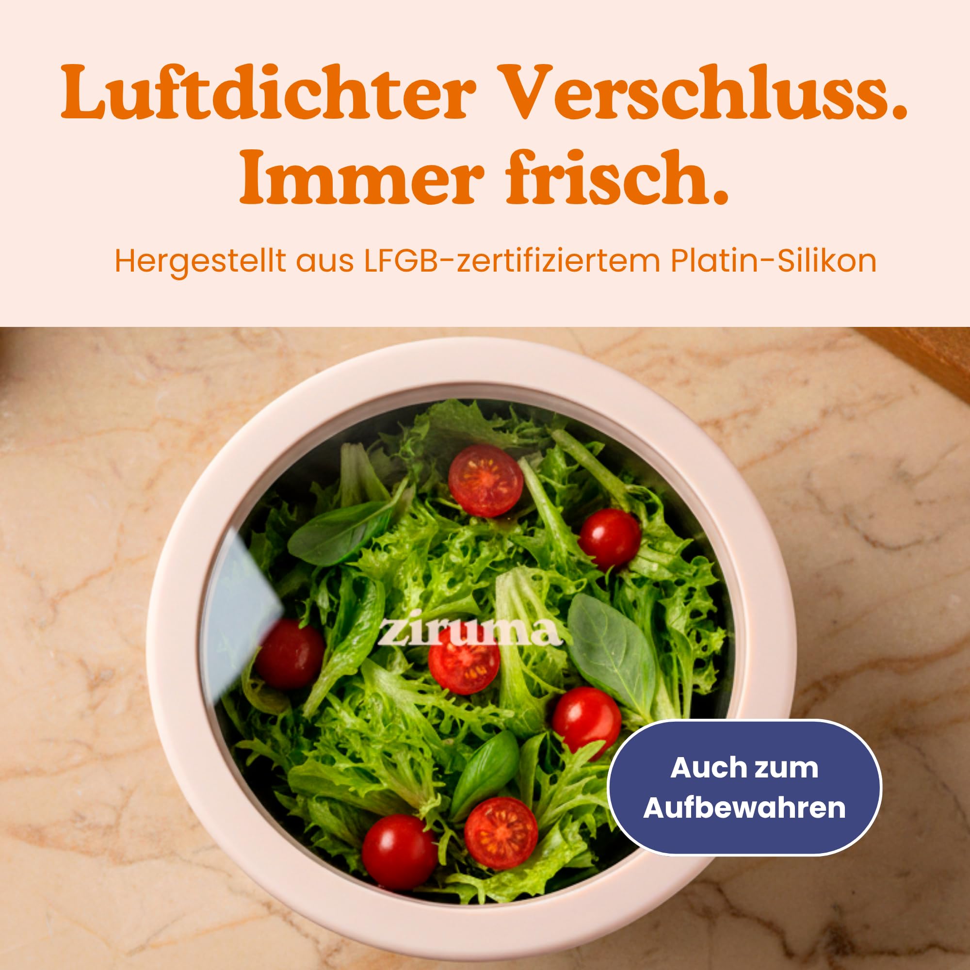 Ziruma Rührschüsseln-Set mit Deckeln, 5-teilig, Edelstahl & Glas, BPA-frei, spülmaschinenfest, rutschfester Silikonboden, mit Messskala, stapelbar – 0,95/1,9/2,4/3,3/4,3 Liter