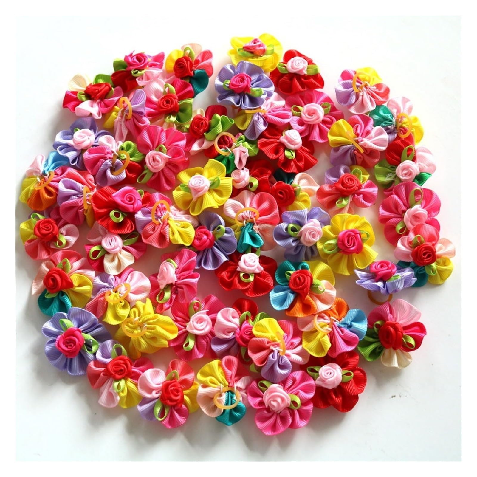 YXADGML Dog Bows 10pcs /20pcs/30pcs Various Style Pet Dog Bows Pet Hair Bows Rubber Bands with Diamond Dog Bow Grooming Supplies(Mix colour-02,20pcs)