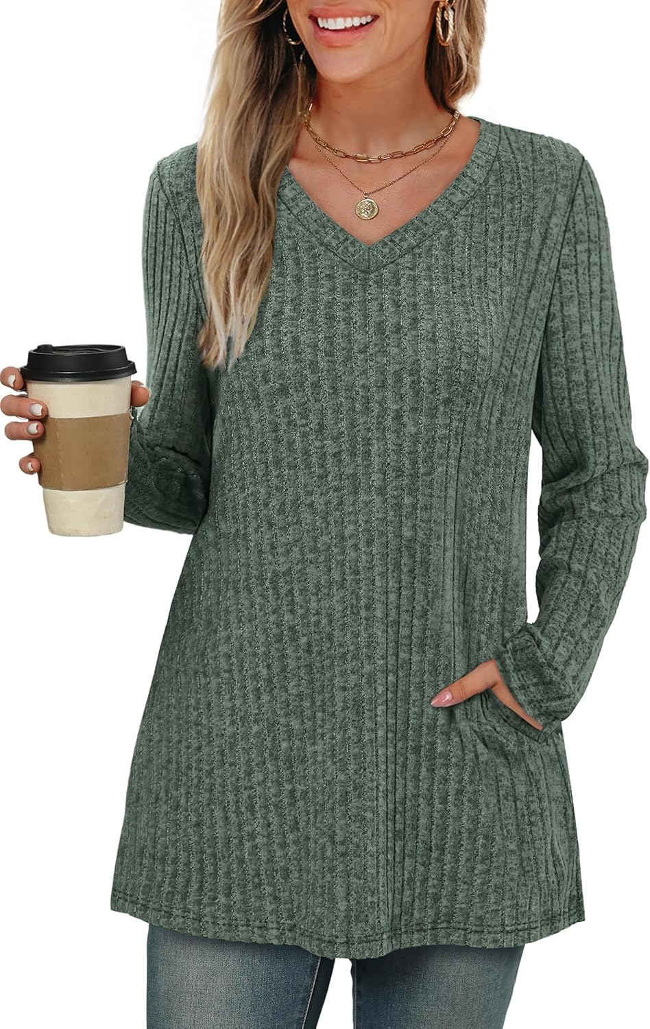 WIHOLL Womens Tops Fall Fahion 2025 Long Sleeve Shirts Casual Lightweight Tunic Sweaters Fashion Winter Clothing - Image 2